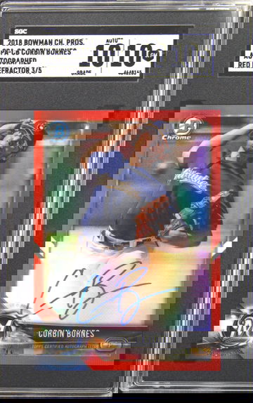 2018 Corbin Burnes Bowman Chrome RED Refractor Auto /5 SGC 10/10 GEM MINT