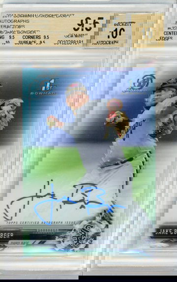 2017 Bowman Chrome Refractor Auto Jake Burger BGS 9.5 Auto 10