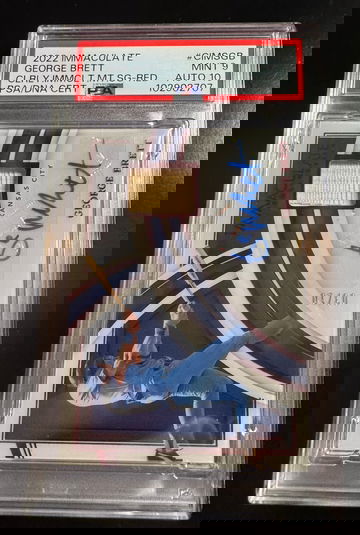 2022 Immaculate Material Red /10  Game Used BAT George Brett Auto PSA 9 Auto 10