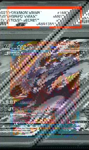 2021 Pokemon Sword and Shield Battle Styles Secret Rare Single Strike Urshifu Vmax #168 /163 PSA 9