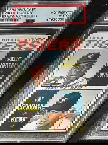 1964 TOPPS Willie Horton/Joe Sparma Auto RC PSA Authentic