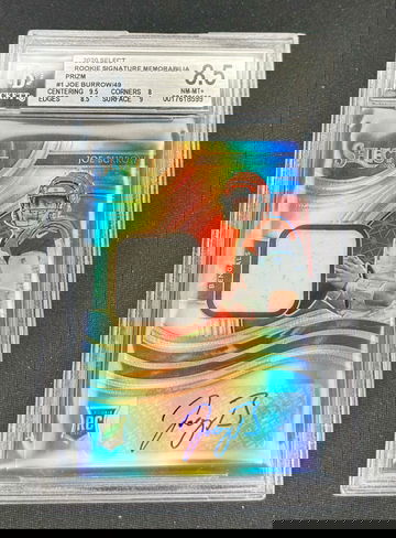 2020 Joe Burrow Select Rookie Patch Jersey Prizm Auto /49 RPA BGS 8.5 Signature Memorabilia RC SP Autograph