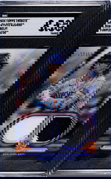 2024 Topps Tribute #DR-PA Pete Alonso Dual Relic Purple /50 SGC 8.5