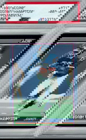 1990 Score Rodney Hampton Supplemental RC #71T PSA 8