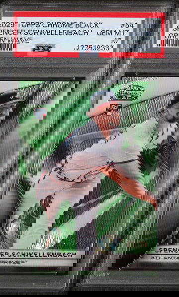 2025 Topps Chrome Black Green Wave Spencer Schwellenbach #54 /99 PSA 10