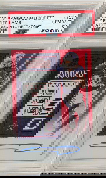 2020 Panini Contenders Ceedee Lamb Autograph Red Zone PSA 10