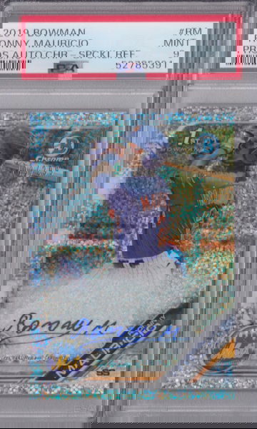 2020 Bowman Chrome Ronny Mauricio Speckle Refractor Autograph /299 PSA 9