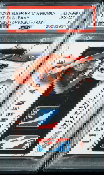 Mike Dunleavy 2003 Fleer Patchworks Licensed Apparel Logoman /10 Tags PSA 6