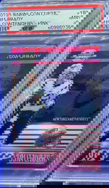 2019 Panini Contenders Optic Pink Prizm MVP Tom Brady Patriots /75 PSA 9 Mint SP