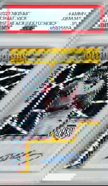 2022 PANINI MOSAIC AUTO MICHAEL VICK #AMMV BLACK GOLD CHOICE 5 OF 8 PSA 10