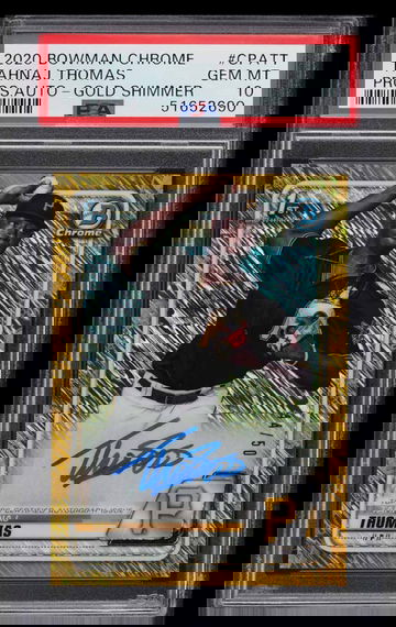 2020 Bowman Chrome Tahnaj Thomas Auto Gold Shimmer #'d 44/50 PSA 10 GEM MINT #CPATT