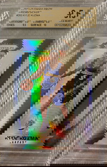 2017-18 kyle kuzma silver prizm #283 gem mint plus + 9.5 rookie rc