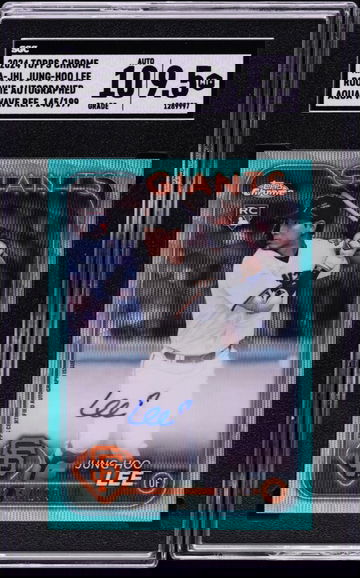 2024 Topps Chrome Aqua Wave Ref Jung-Hoo Lee ROOKIE AUTO /199 #RA-JHL SGC 9.5