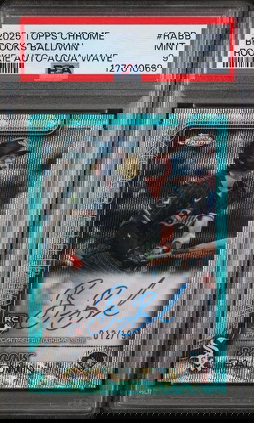 2025 Topps Chrome Rookie Autographs Aqua Wave Brooks Baldwin #RABB /199 PSA 9