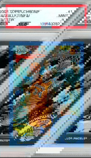 2002 TOPPS CHROME SHAQUILLE ONEAL #1 REFRACTOR LAKERS HOF PSA 9 MINT