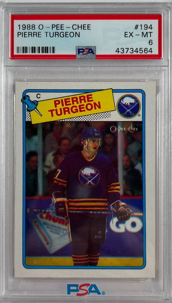 1988 O-Pee-Chee Pierre Turgeon Rookie Card PSA 6 Excellent-Mint
