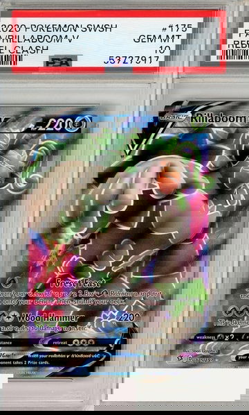 2020 POKEMON SWORD SHIELD REBEL CLASH FA RILLABOOM V #175 PSA 10