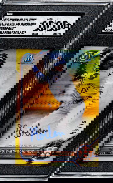 2022 Bowman Chrome Prospects Roilan Machandy Autographed Yellow Refractor