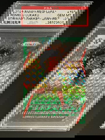 2016 Panini Prizm UEFA Euro 2016 Romelu Lukaku Forward Thinkers Green Prizm PSA 10