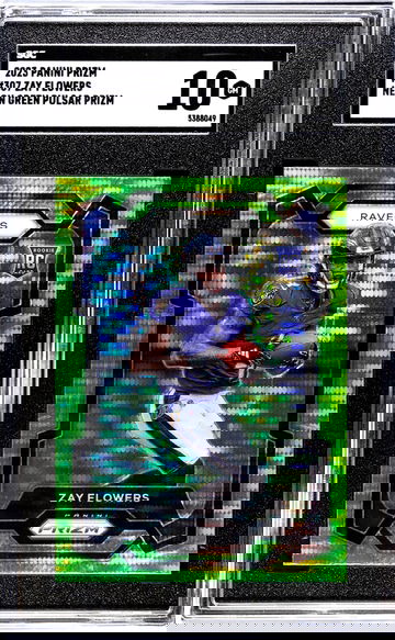 2023 Panini Prizm #307 Zay Flowers Neon Green Pulsar Prizm SGC 10