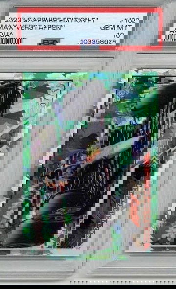 2023 TOPPS CHROME SAPPHIRE EDITION F1 AQUA #102 MAX VERSTAPPEN /99 PSA 10