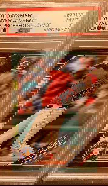 2019 Bowman Prospect Baseball Camo Paper #123 Yordan Alvarez PSA 9 MINT