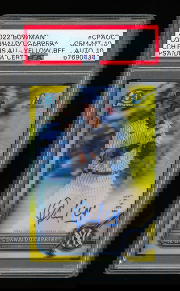 2022 Bowman Chrome OSWALDO CABRERA Yellow Refractor Auto RC PSA 10 PSA/DNA 10/10 Autograph Rookie #60/75