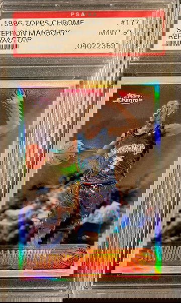 1996 Topps Chrome Refractor #177 Stephon Marbury Rookie RC PSA 9 MINT LOW POP