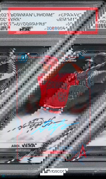 2021 Bowman Chrome Prospect Autographs Arol Vera #CPAAVE 1st Bowman PSA 10