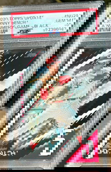 /299 JOHNNY BENCH #NG24 2020 Topps Update A NUMBERS GAME Black PSA 10 Gem Mint!