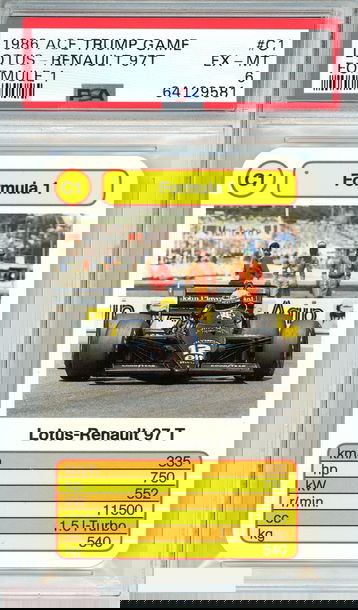 1986 ACE TRUMP GAME FORMULE 1 LOTUS-RENAULT 97T #C1 FORMULE 1 PSA 6 EX-MT