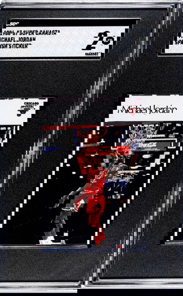 1986 Super Canasta Spanish Sticker Michael Jordan ROOKIE RC SGC 2