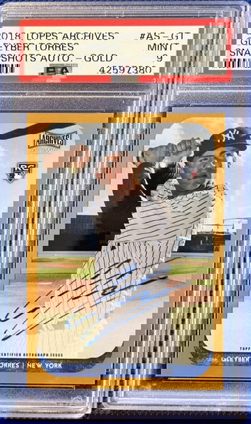 2018 Topps Archives Snapshots *GOLD AUTO* GLEYBER TORRES RC PSA 9 MINT