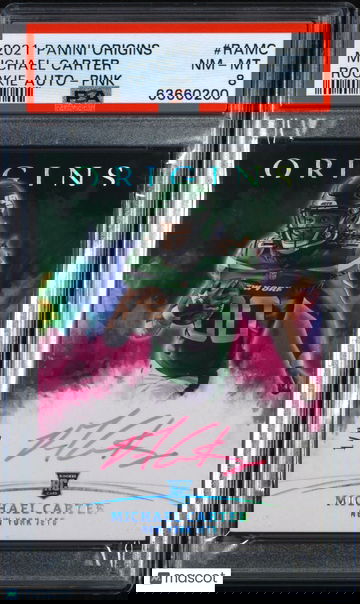 2021 Origins Rookie Autographs Michael Carter Pink #1/8 - PSA 8