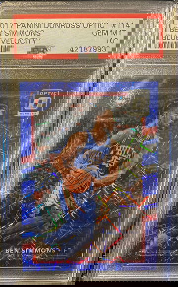 2017 Panini Donruss Optic Ben Simmons Blue Velocity PSA 10 #114 76ers
