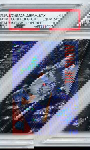 Vladimir Guerrero Jr 2019 Bowman Chrome Mega Ready for the show purple ref psa 10