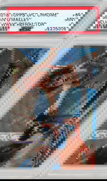 2018 Topps Chrome UFC Sean O'Malley Rookie RC Blue Wave Refractor /75 PSA 9