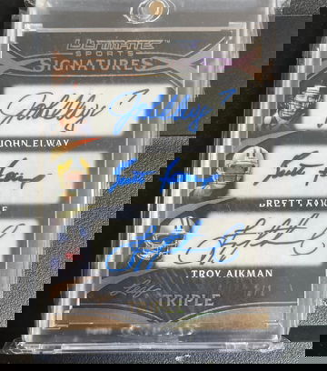 2019 leaf triple auto 1/1 aikman, elway, farve