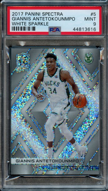 2017 Spectra White Sparkle Giannis PSA 9