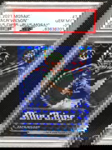 2021 Mosaic Blue Chips Blue Mosaic Zach Wilson /99 PSA 10 POP 6