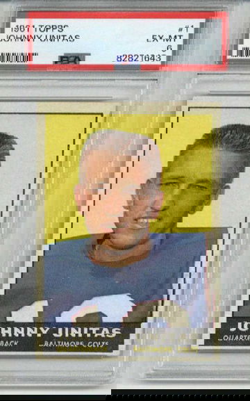 1961 TOPPS #1 JOHNNY UNITAS FOOTBALL CARD BALTIMORE COLTS PSA 6 NICELY CENTERED