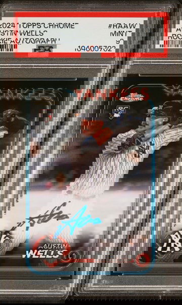 2024 Topps Chrome Austin Wells #RAAW Auto Rookie RC PSA 9