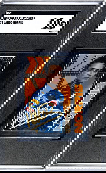 2020 Topps F1 Stickers Lando Norris Rookie Foil Auto RC Sticker McLaren Formula 1 SGC 10  POP 5