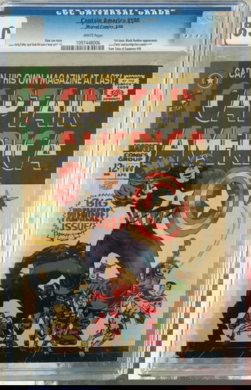 Captain America #100 (1968) CGC 8.0 -- White pages; 1st issue (cont'd from ToS)