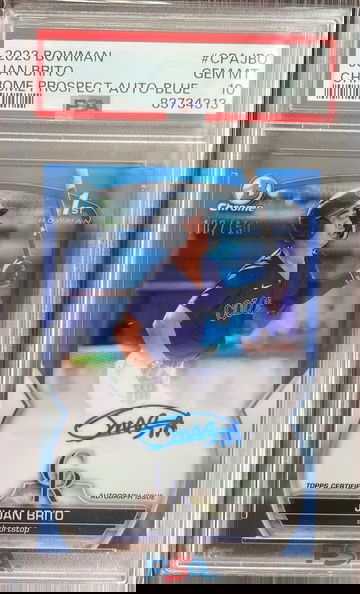 2023 Bowman Juan Brito chrome prospect auto blue /150 PSA 10