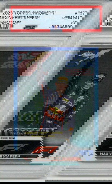 Share 2023 TOPPS CHROME F1 REFRACTOR #157 MAX VERSTAPPEN PSA 10 LOW POP