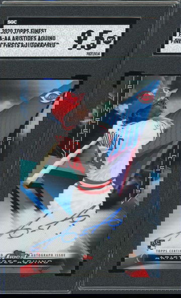 2020 TOPPS FINEST ARISTIDES AQUINO REDS ROOKIE ON-CARD AUTO SGC 9.5!