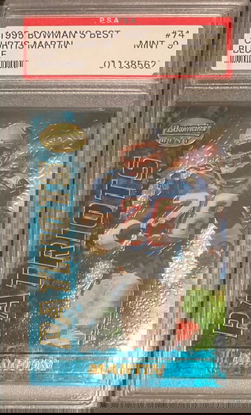 1995 Bowman’s Best Blue Refractor Curtis Martin HOF PSA 9