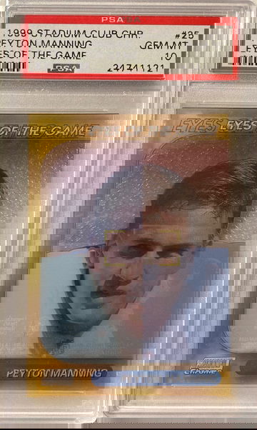 PEYTON MANNING 2nd Year INSERT EYES OF THE GAME PSA 10 1999 STADIUM CLUB #25 COLTS ~POP 15~