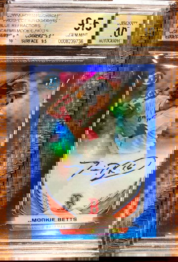 Mookie Betts 2014 Bowman Chrome Blue Refractor Auto /150 BGS 9.5/10